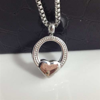 Small Ring With Heart Cremation Pendant (Chain Sold Separately)