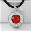 Red And White Round Cremation Pendant (Chain Sold Separately)