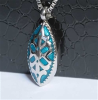 Teal and Silver Cremation Pendant (Chain Sold Separately)