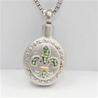 Green Fleur De Lis Cremation Pendant (Chain Sold Separately)