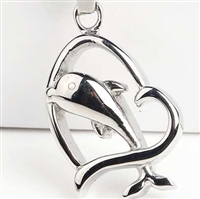 Dolphin Jumping Through Heart Cremation Pendant (Chain Sold Separately)