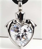 Dolphins Wrapped Around Heart CZ Cremation Pendant (Chain Sold Separately)