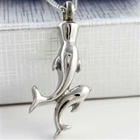 Parent and Child Dolphin Cremation Pendant (Chain Sold Separately)