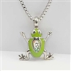 Green Frog With Unique Murano Bead On Back Cremation Pendant (Chain Sold Separately)