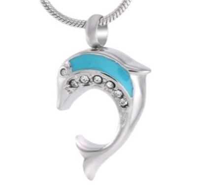 Blue Dolphin Cremation Pendant (Chain Sold Separately)