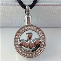 Dove In Circle Cremation Pendant (Chain Sold Separately)