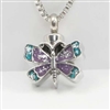 Small Butterfly With Purple and Blue Wings Cremation Pendant (Chain Sold Separately)