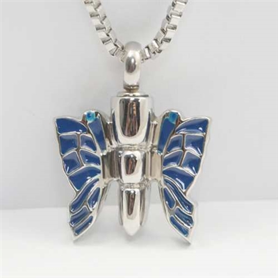 Blue Monarch Butterfly Cremation Pendant (Chain Sold Separately)