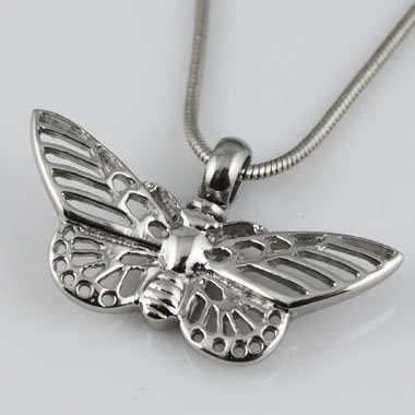 Simple Stainless Steel Butterfly Cremation Pendant (Chain Sold Separately)