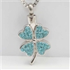 Sparkly Blue Four Leaf Clover Cremation Pendant (Chain Sold Separately)
