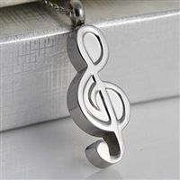 Large Stainless Steel Music Clef Cremation Pendant (Chain Sold Separately)