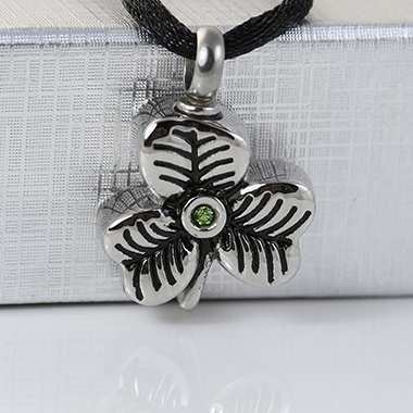 Clover With Green Rhinestone Cremation Pendant (Chain Sold Separately)