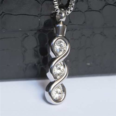 Infinity Loop With 3 CZ's Cremation Pendant (Chain Sold Separately)