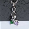 Ribbon With Green and Purple Hearts Cremation Pendant (Chain Sold Separately)