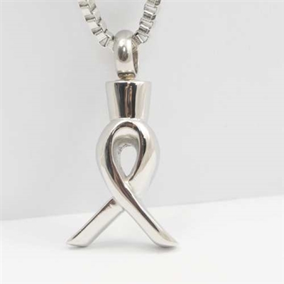 Simple Stainless Steel Ribbon Cremation Pendant (Chain Sold Separately)