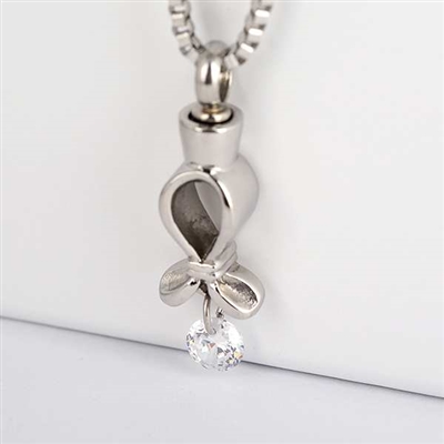 Ribbon With Dangle Stone Cremation Pendant (Chain Sold Separately)