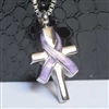 Purple Ribbon Wrapped Around Cross Cremation Pendant (Chain Sold Separately)