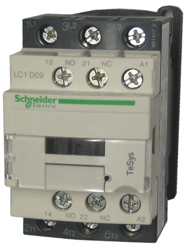 SCHNEIDER IEC Magnetic Contactor: Non-Reversing, 3 Poles, 9 A, 220V AC  Coil, 1NO/1NC