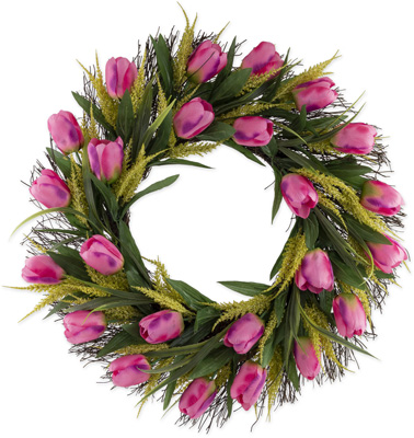 Bright Pink Tulips Wreath