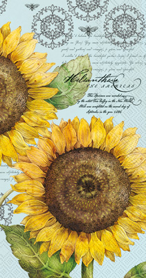 Botanical Sunflower Light Blue Guest Towels