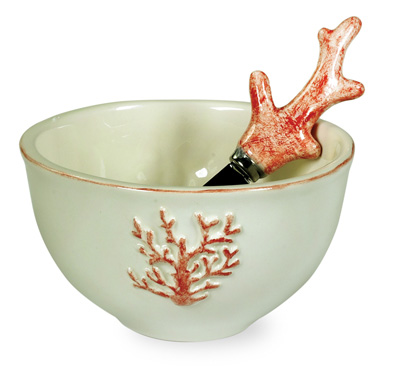 Coral Bowl & Spreader Set