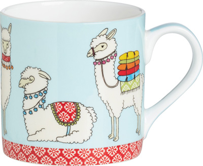 Happy Llamas Light Blue Bone China Mug