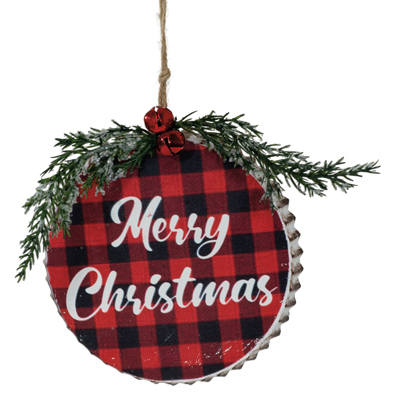 Plaid Merry Christmas Ornament