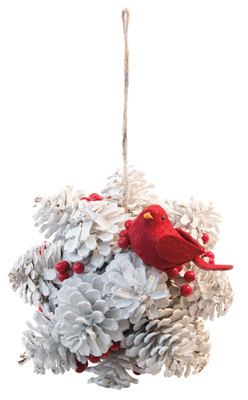 Cardinal Pinecone Kissing Ball