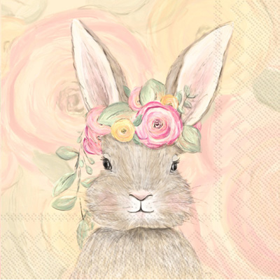 Bunny Flower Crown Cocktail Napkin