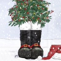 Santa Snow Boots Cocktail Napkin