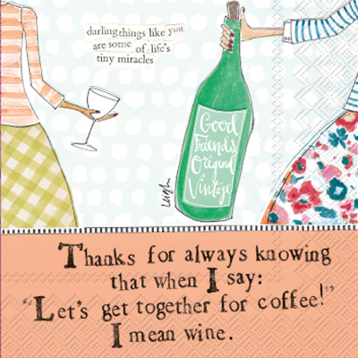 Curly Girl Coffee and Wine Cocktail Napkins