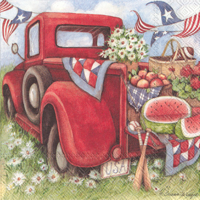 Red Truck Picnic Cocktail Napkins