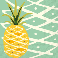 Tropical Pineapple Teal Cocktail Napkins