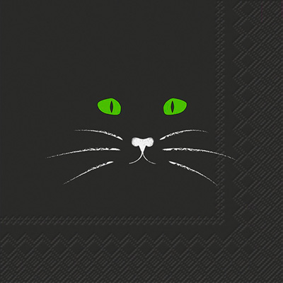 Black Cat Face Cocktail Napkins