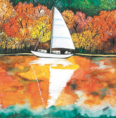 Autumn on the Lake Cocktail Napkin