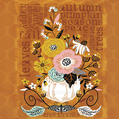 Autumn Leaves Floral Cocktail Napkin