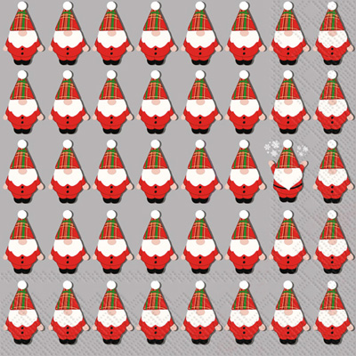 Wallace Plaid Santa Gnome Cocktail Napkin