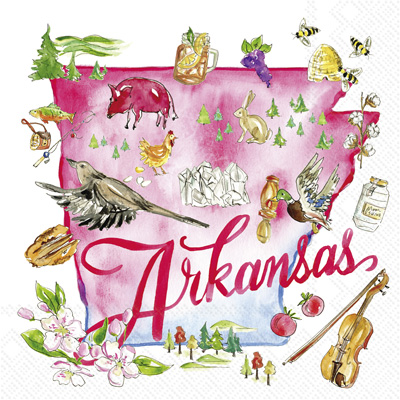 Rosanne Beck - Arkansas State Collection AR Cocktail Napkin