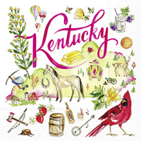 Rosanne Beck - Kentucky State Collection KY Cocktail Napkin