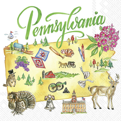 Rosanne Beck - Pennsylvania State Collection PA Cocktail Napkin