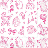 Baby Toile Cocktail Napkin pink