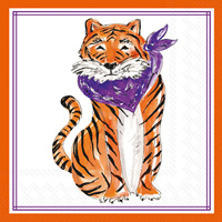 Purple Sitting Tiger Hometown Pride Cocktail Napkn