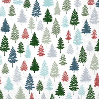 Nordic Forest Cocktail Napkin blue green