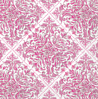 Pink Topiary Pattern Cocktail Napkin