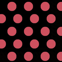 Big Dots Black/Red Cocktail Napkins