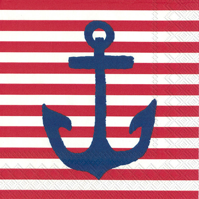 Yacht Club Anchor Red Cocktail Napkins