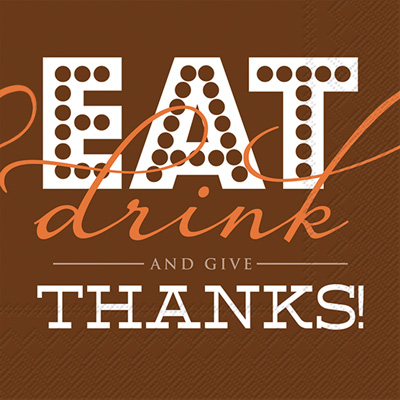 Rosanne Beck Eat Drink And Give Thanks Cocktail Napkins