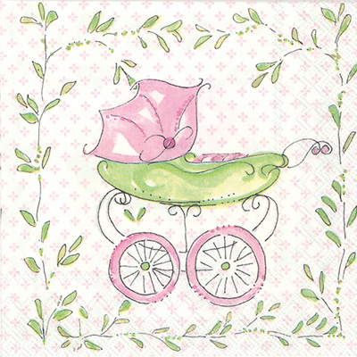 Rosanne Beck Pink Baby Carriage Cocktail Napkins