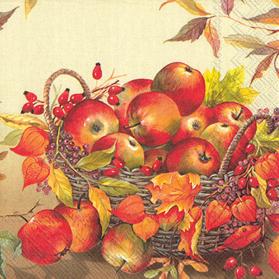 Basket of Apples Cream Cocktail Napkins