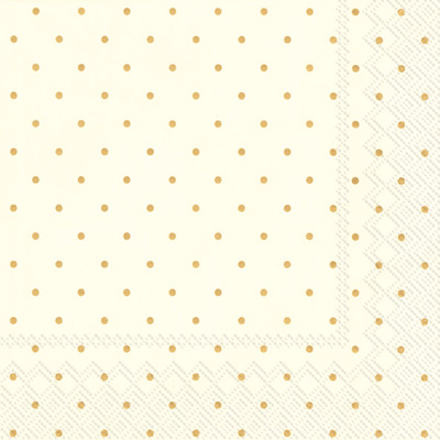 Fine Dots Cream Gold Cocktail Napkins